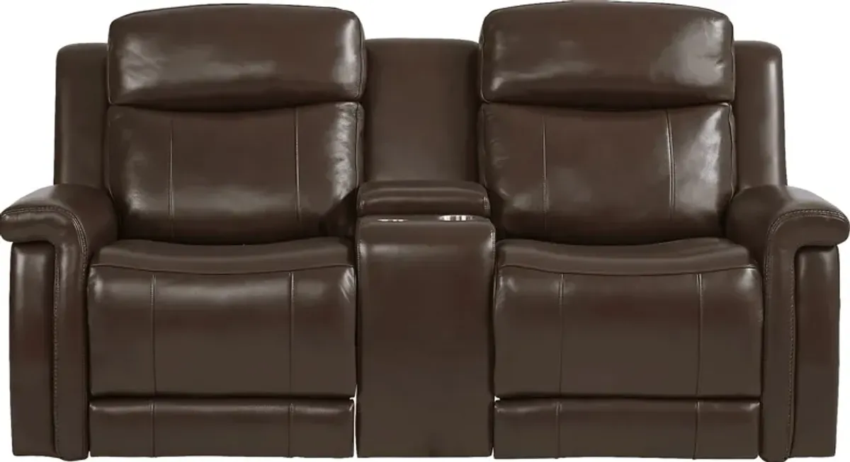 Orsini Brown Leather 5 Pc Dual Power Reclining Living Room