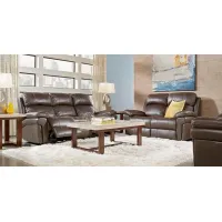 Trevino Place Chocolate Leather 8 Pc Living Room with Reclining Sofa