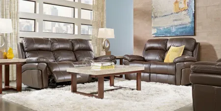 Trevino Place Chocolate Leather 8 Pc Living Room with Reclining Sofa