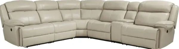 West Valley Beige 6 Pc Leather Power Reclining Sectional