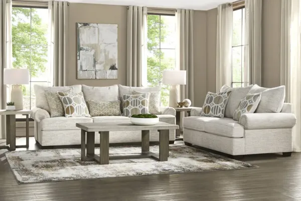 Reyna Point Ivory 7 Pc Living Room with Gel Foam Sleeper Sofa