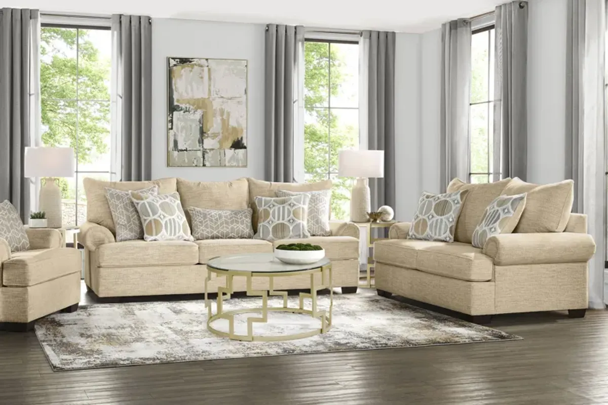 Reyna Point Tan 7 Pc Living Room with Gel Foam Sleeper Sofa