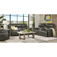 Barolo Gray Leather 8 Pc Triple Power Reclining Living Room with Massage and Heat