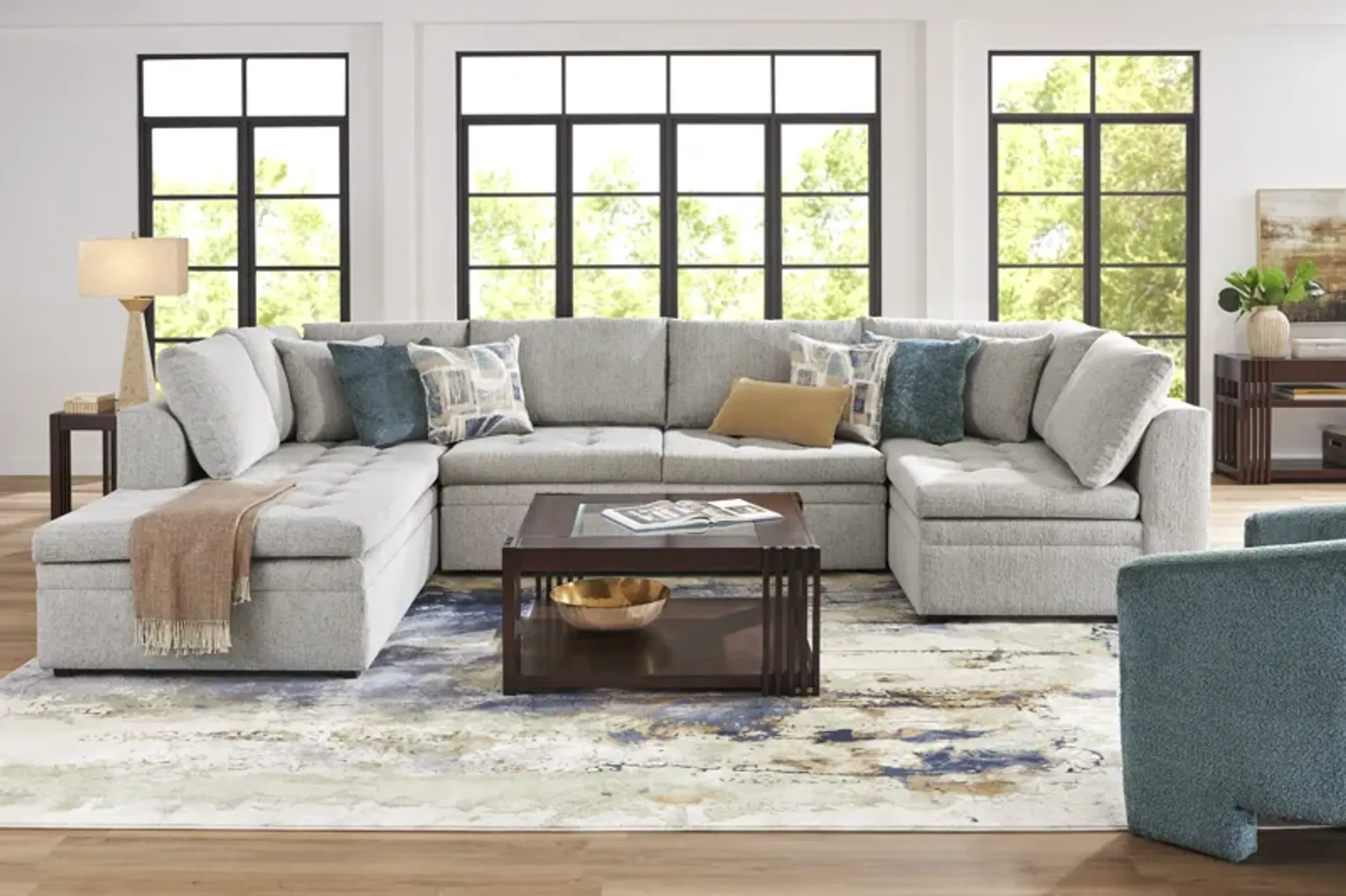 Sheridan Place Gray 3 Pc Sleeper Sectional | Furniture.com