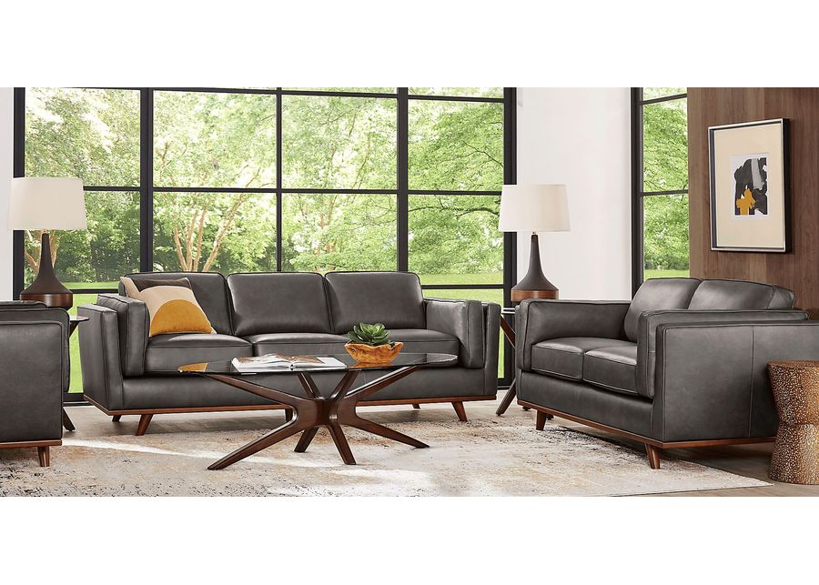 Duluth Gray Leather 8 Pc Living Room