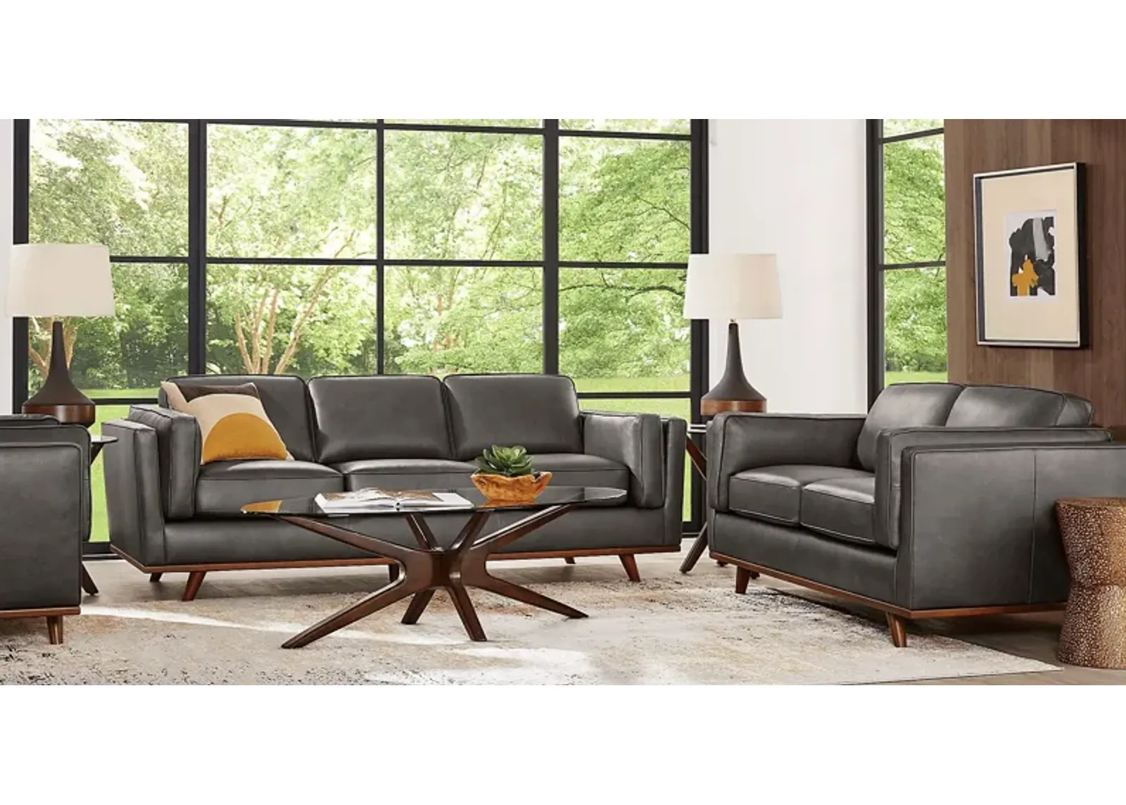 Duluth Gray Leather 8 Pc Living Room