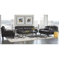 Zamora Black Leather 7 Pc Living Room