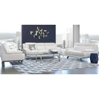 Zamora White Leather 7 Pc Living Room