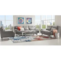 Zamora Gray Leather 7 Pc Living Room