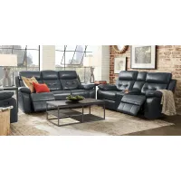 Antonin Blue Leather 6 Pc Reclining Living Room