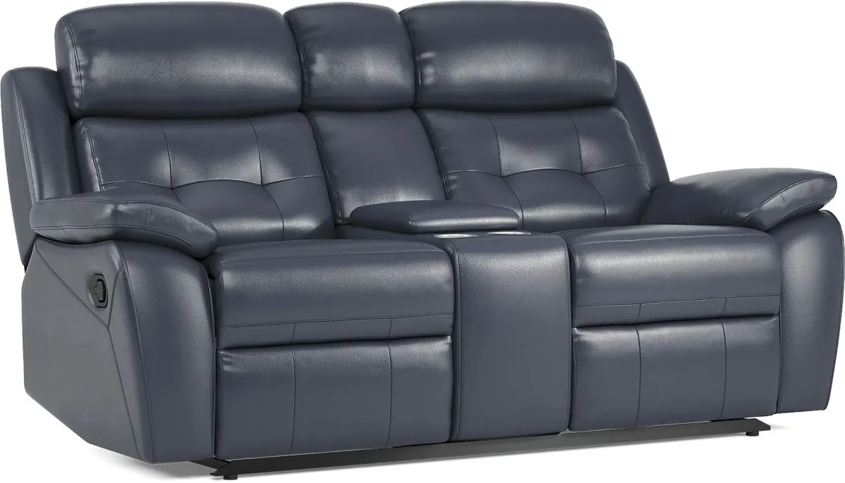 Antonin Blue Leather 6 Pc Reclining Living Room