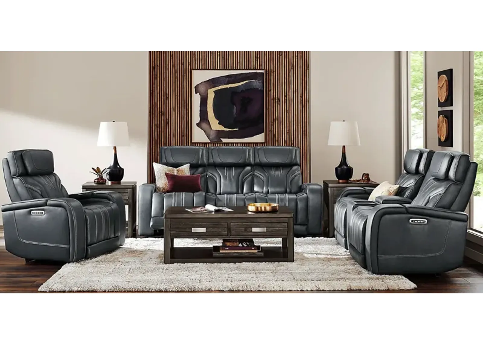 Southlake Navy 8 Pc Triple Power Reclining Living Room