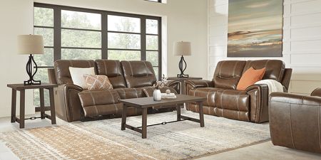 Italo Brown Leather 6 Pc Living Room with Reclining Sofa