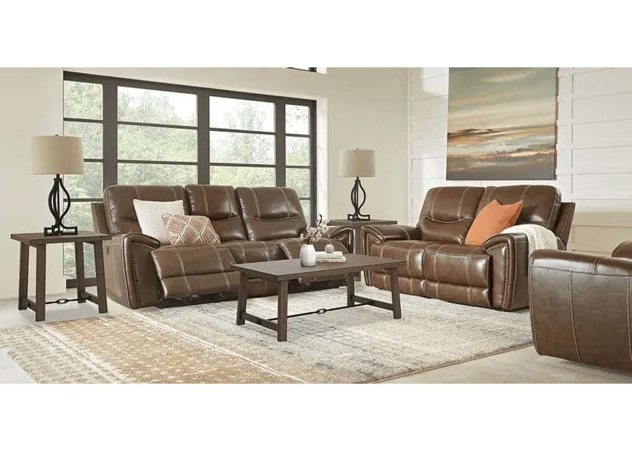 Italo Brown Leather 6 Pc Living Room with Reclining Sofa