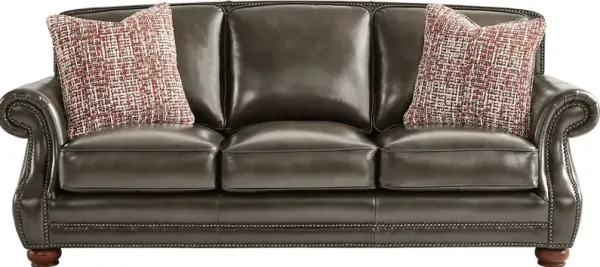 Calvano Lane Gray Leather Sleeper Sofa