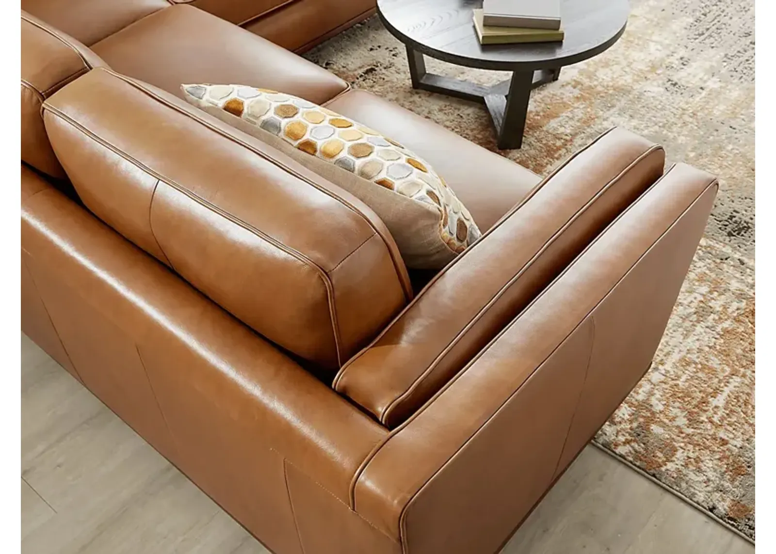 Duluth Caramel Leather 2 Pc Sectional