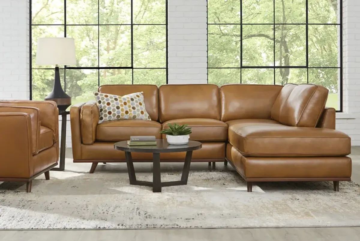Duluth Caramel Leather 2 Pc Sectional