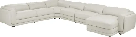 Meridien Ice Leather 6 Pc Dual Power Reclining Sectional