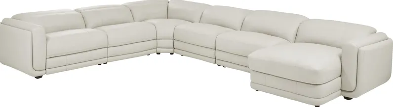 Meridien Ice Leather 6 Pc Dual Power Reclining Sectional