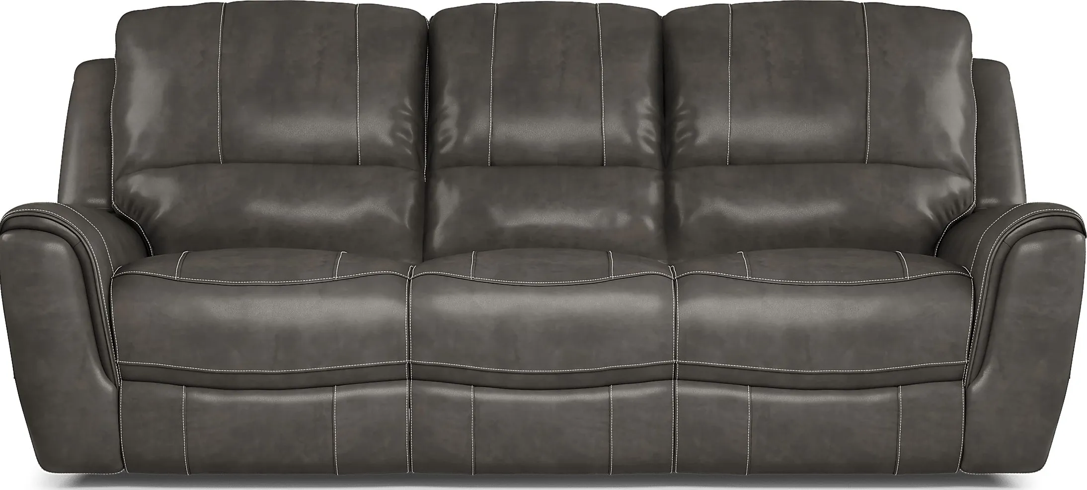 Lanzo Gray Leather Dual Power Reclining Sofa