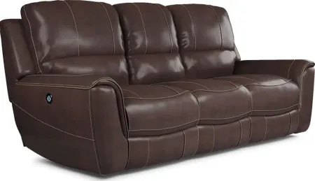 Lanzo Merlot Leather Dual Power Reclining Sofa