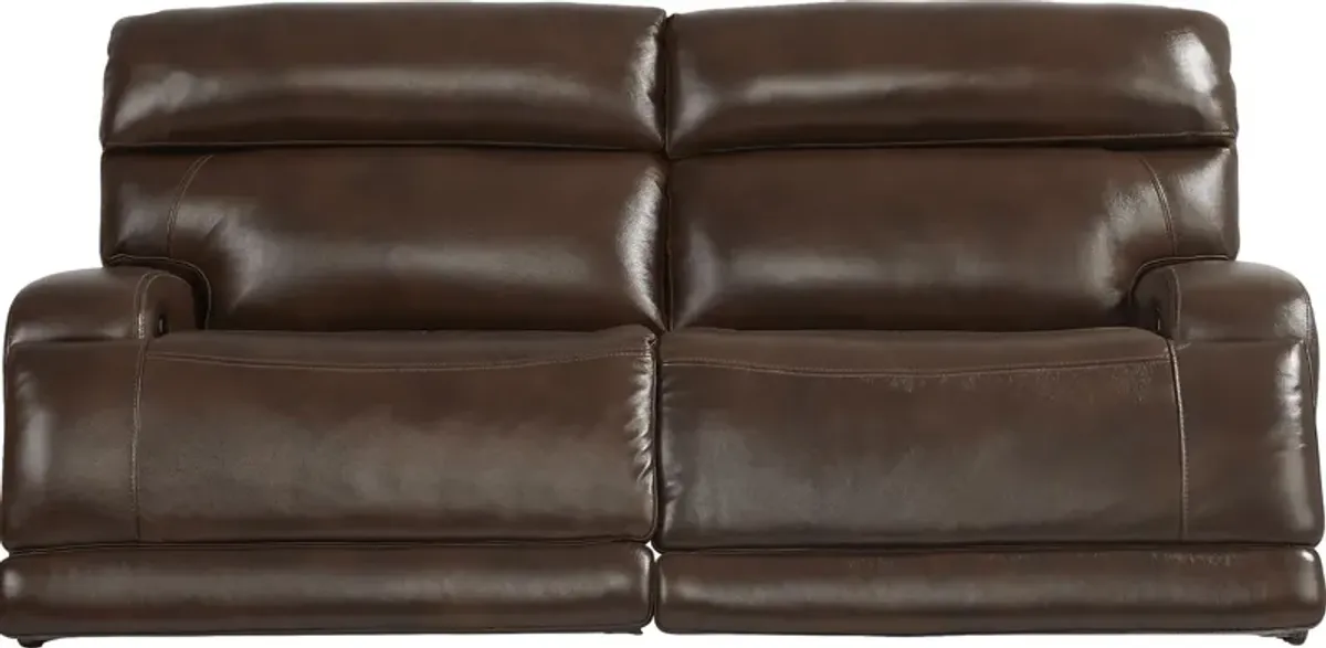 Burgio Brown Leather Dual Power Reclining Sofa