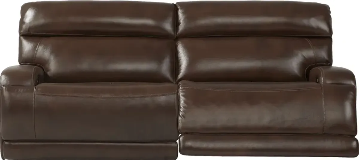 Burgio Brown Leather Dual Power Reclining Sofa