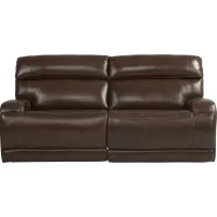 Burgio Brown Leather Dual Power Reclining Sofa