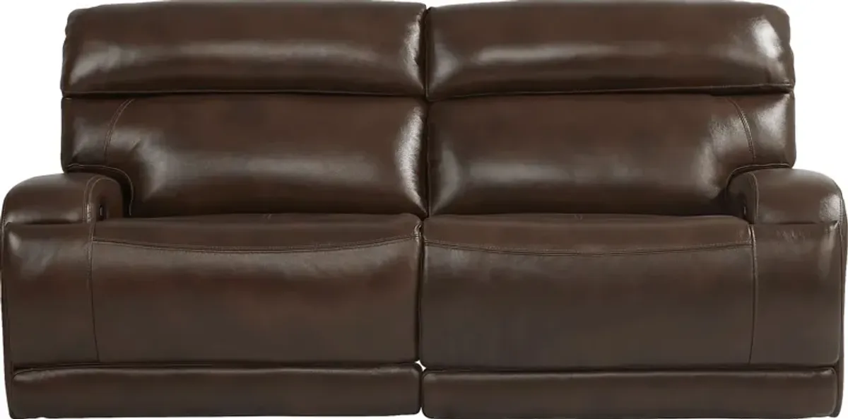 Burgio Brown Leather Dual Power Reclining Sofa