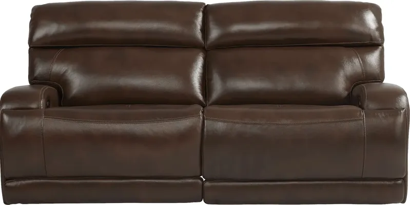 Burgio Brown Leather Dual Power Reclining Sofa