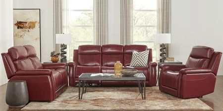Orsini Red Leather Dual Power Reclining Sofa