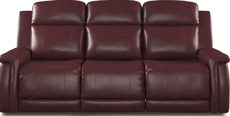 Orsini Red Leather Dual Power Reclining Sofa