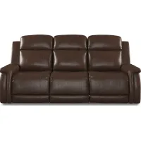 Orsini Brown Leather Dual Power Reclining Sofa