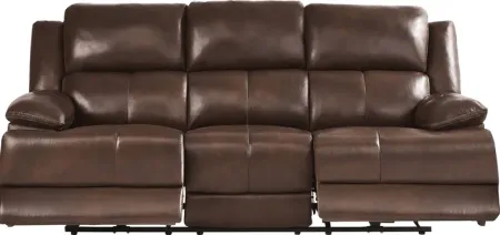 Montefano Brown Leather Power Reclining Sofa