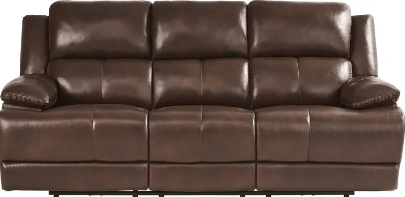 Montefano Brown Leather Power Reclining Sofa