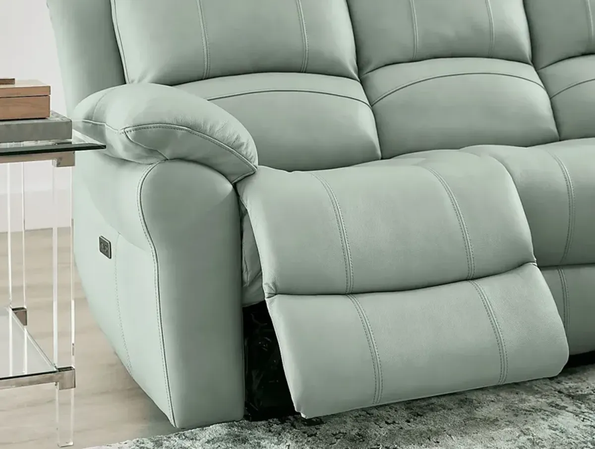 Vercelli Way Aqua Leather Power Reclining Sofa