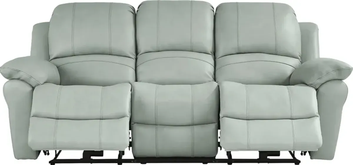 Vercelli Way Aqua Leather Power Reclining Sofa