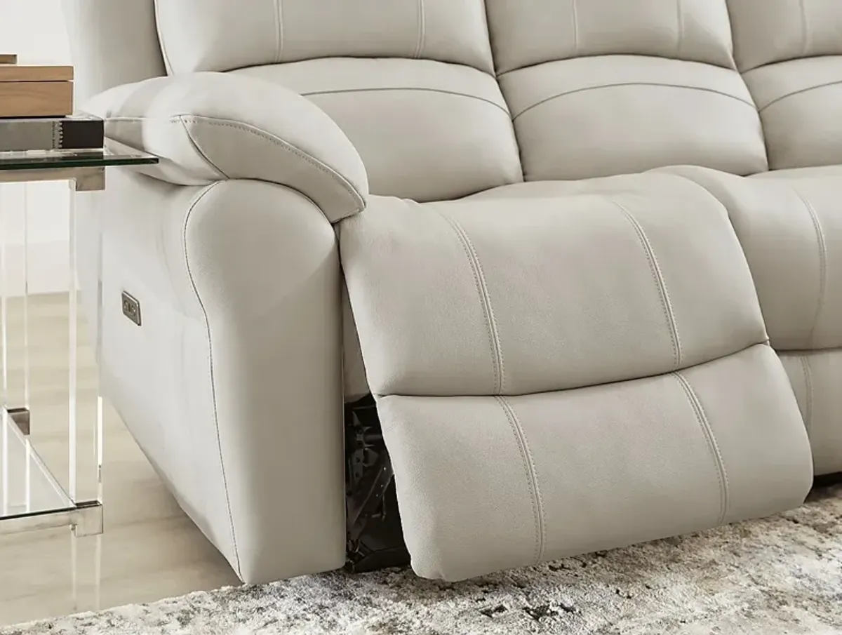 Vercelli Way Stone Leather Power Reclining Sofa