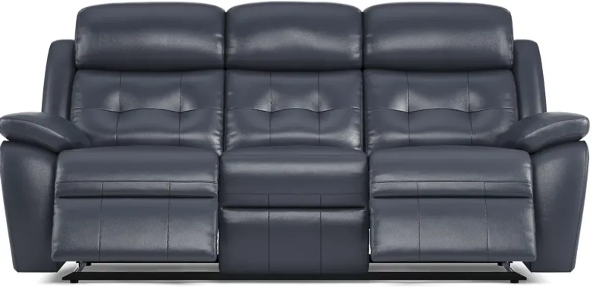 Antonin Blue Leather Power Reclining Sofa