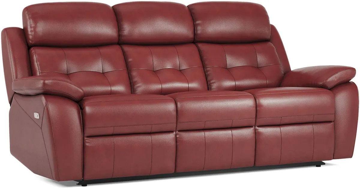 Antonin Red Leather Power Reclining Sofa