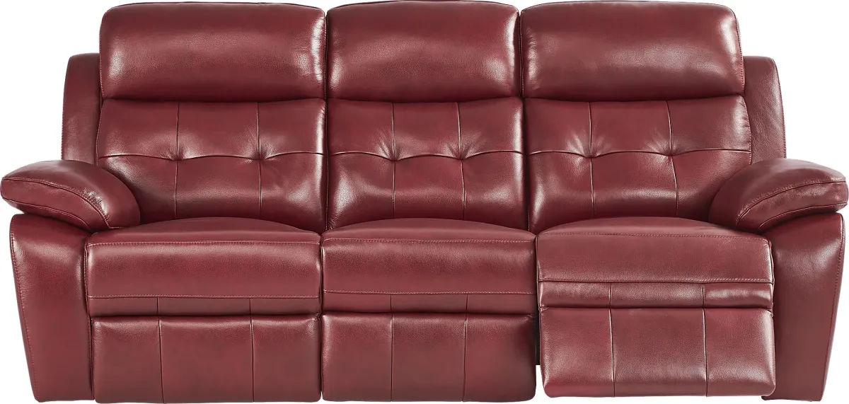 Antonin Red Leather Power Reclining Sofa