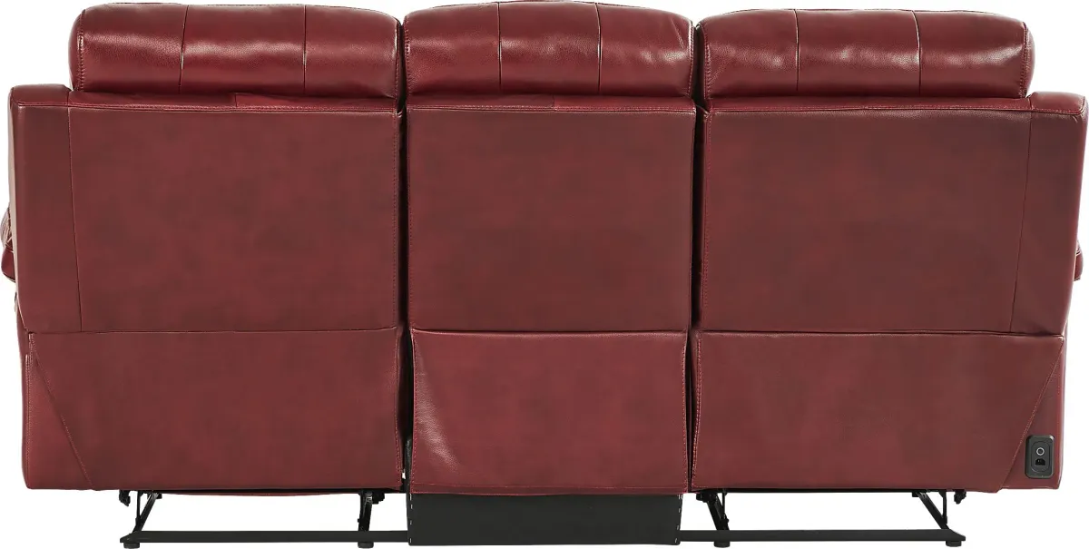 Antonin Red Leather Power Reclining Sofa