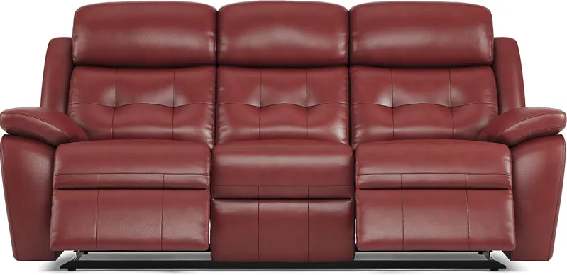 Antonin Red Leather Power Reclining Sofa
