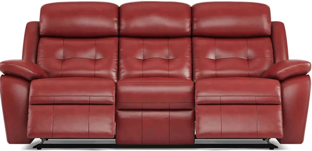 Antonin Red Leather Power Reclining Sofa