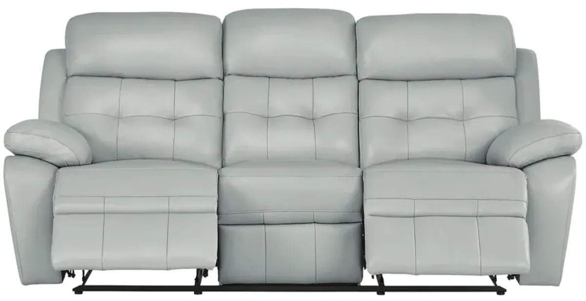 Antonin Aqua Leather Power Reclining Sofa