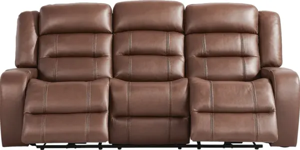 Hammond Park Brown Leather Triple Power Reclining Sofa by Rooms To