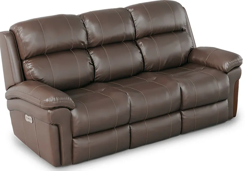 trevino chocolate leather reclining sofa
