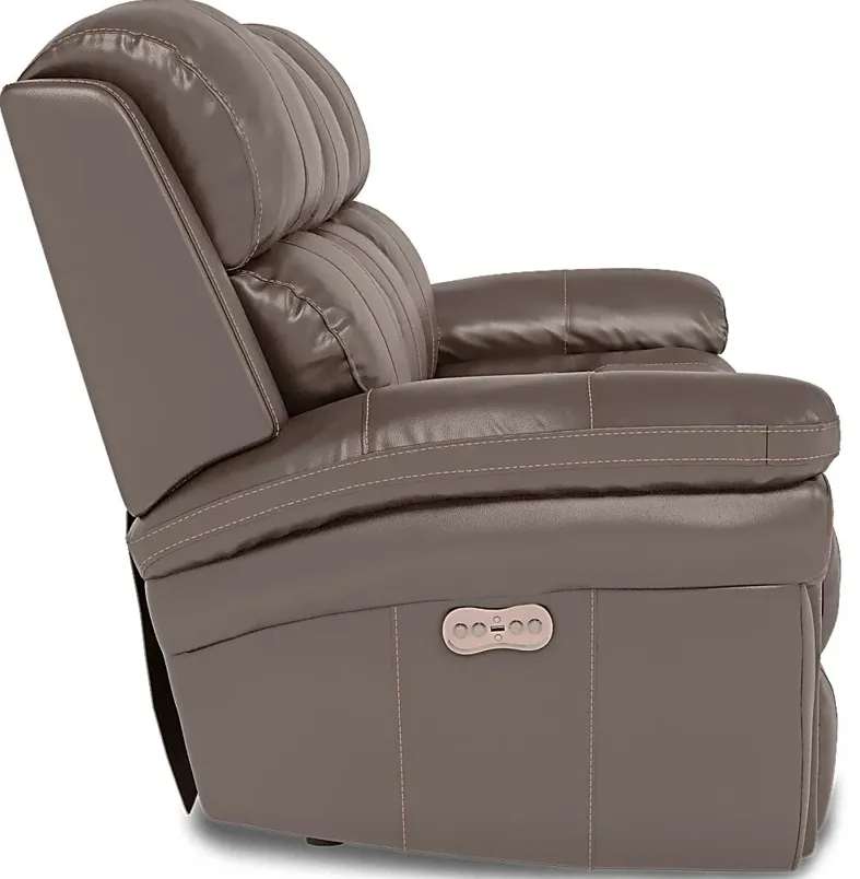 Trevino Place Chocolate Leather Dual Power Reclining Sofa