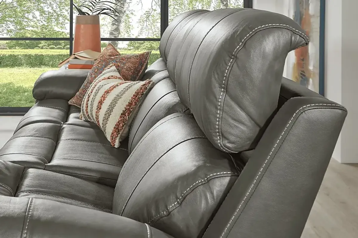 Trevino Place Smoke Leather Dual Power Reclining Sofa