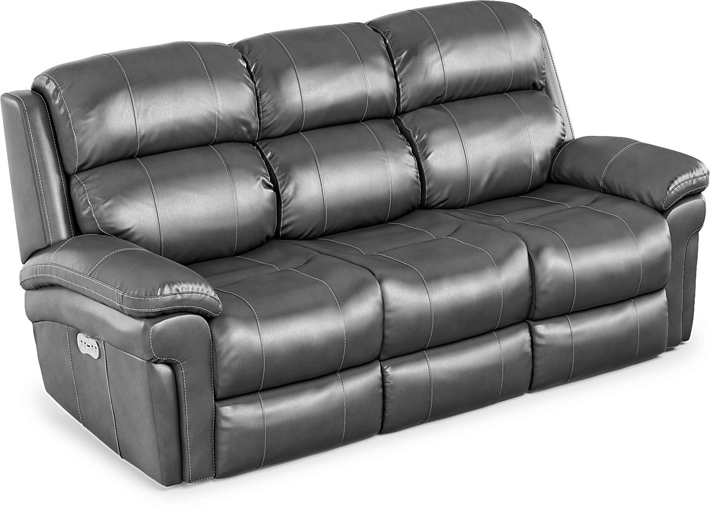 trevino smoke leather power reclining sofa